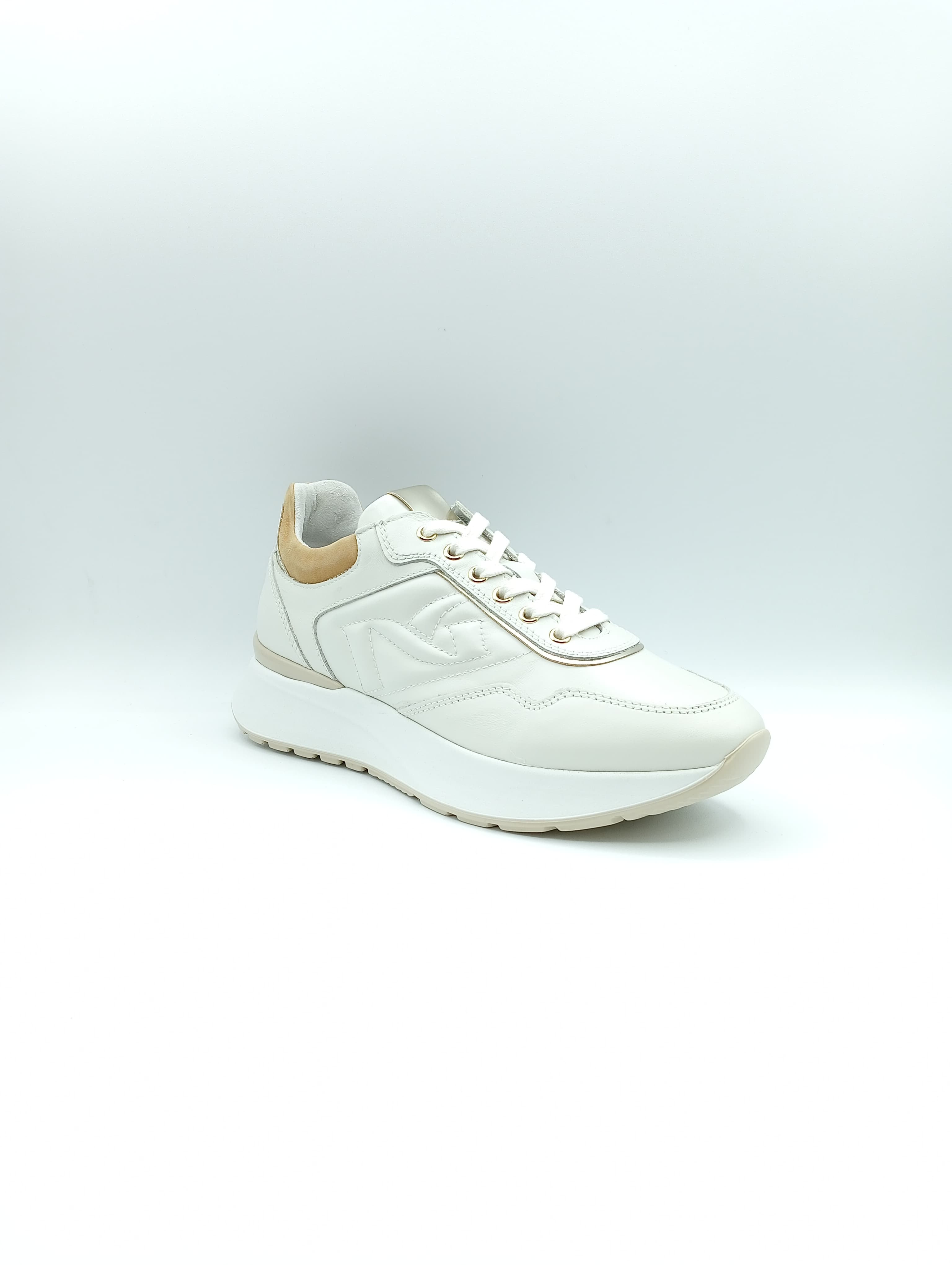 sNEAKERS DONNA NeroGiardini in pelle E512884D BEIGE PLATINO