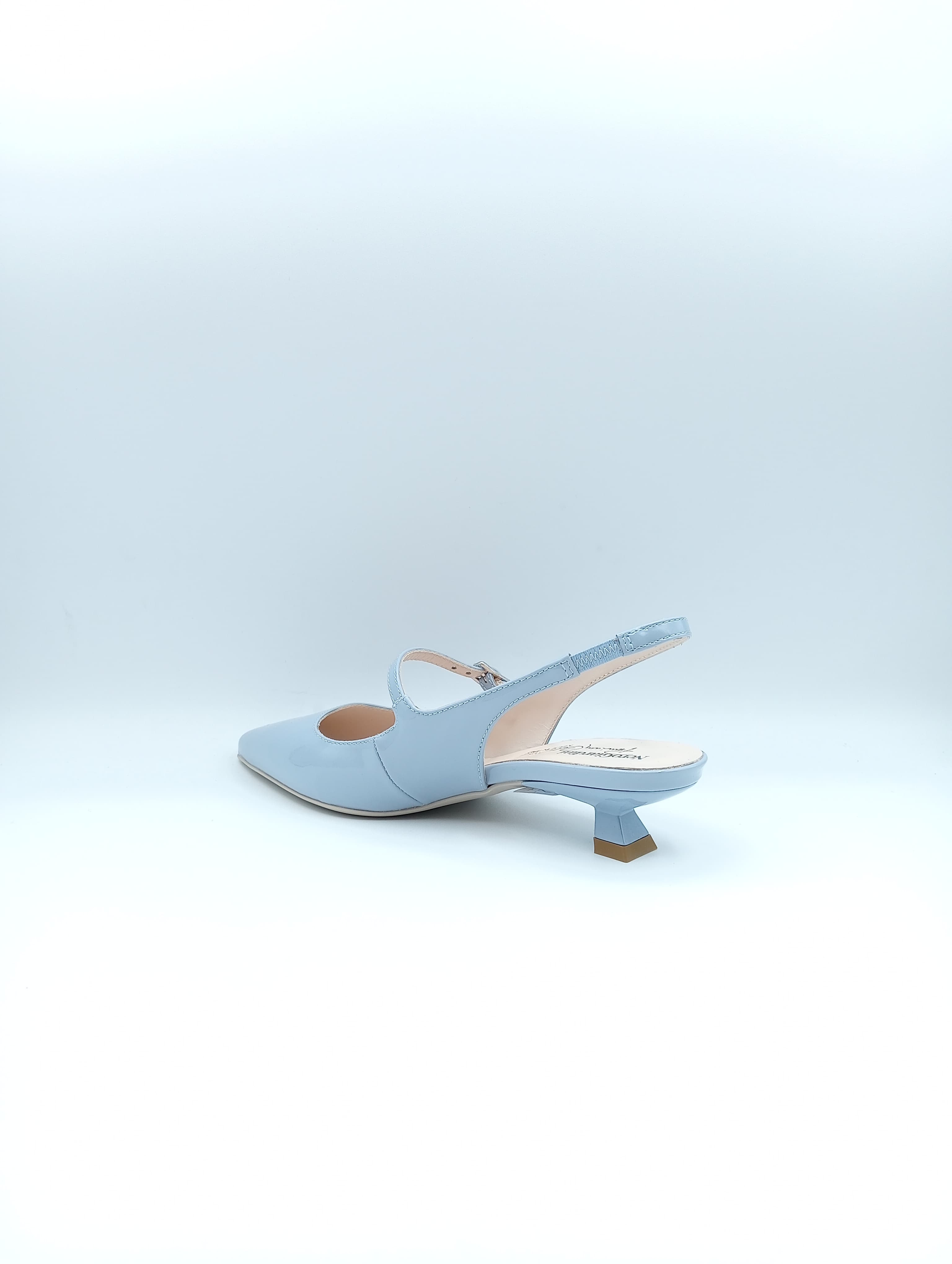 Slingback NeroGiardini E512261DE in vernice celeste tacco 3 cm