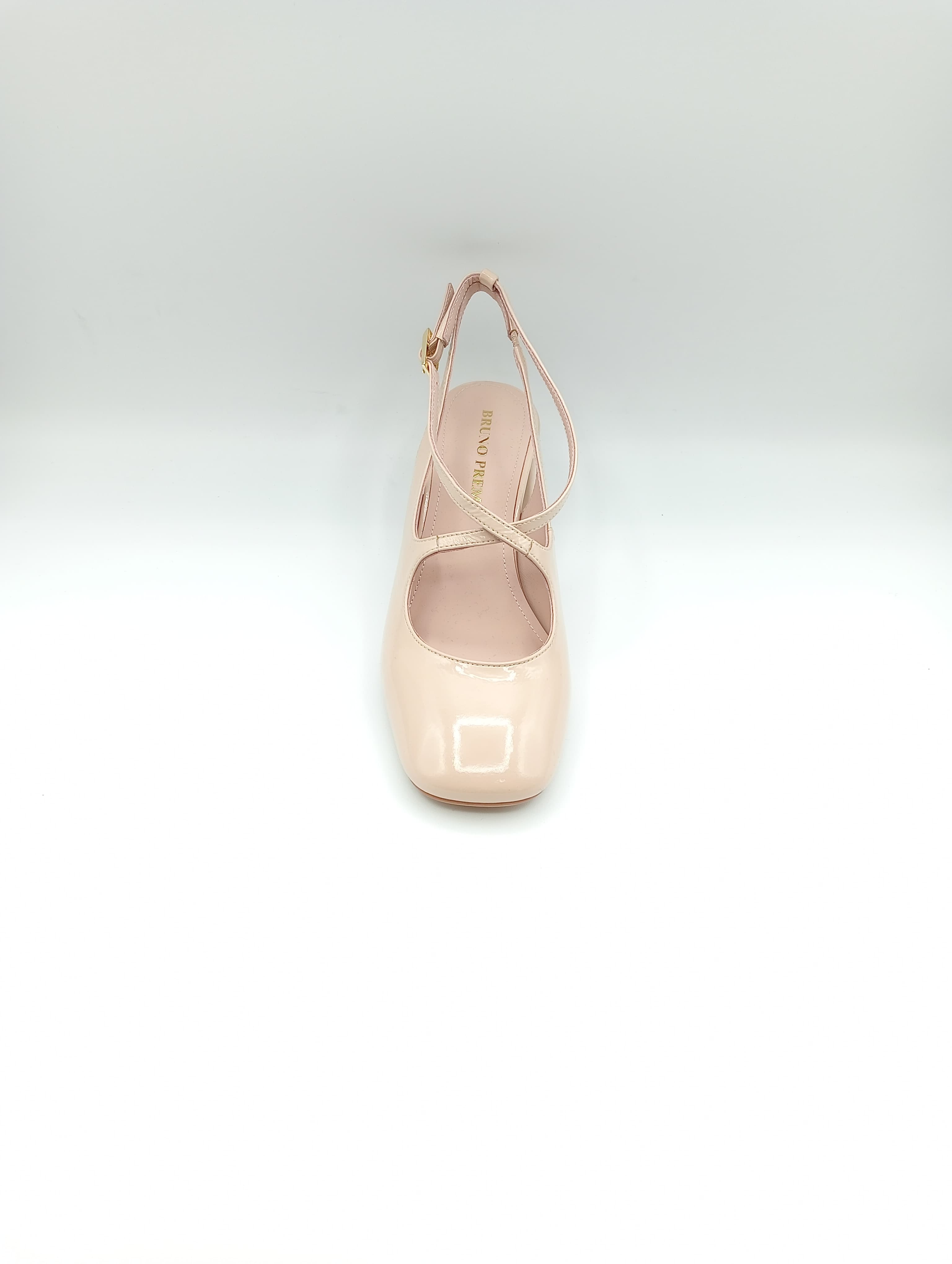 Mary Jane Bruno Premi BL1007X in pelle verniciata con tacco e chiusura incrociata, soletta in memory foam e suola antiscivolo, per un look elegante e comodo