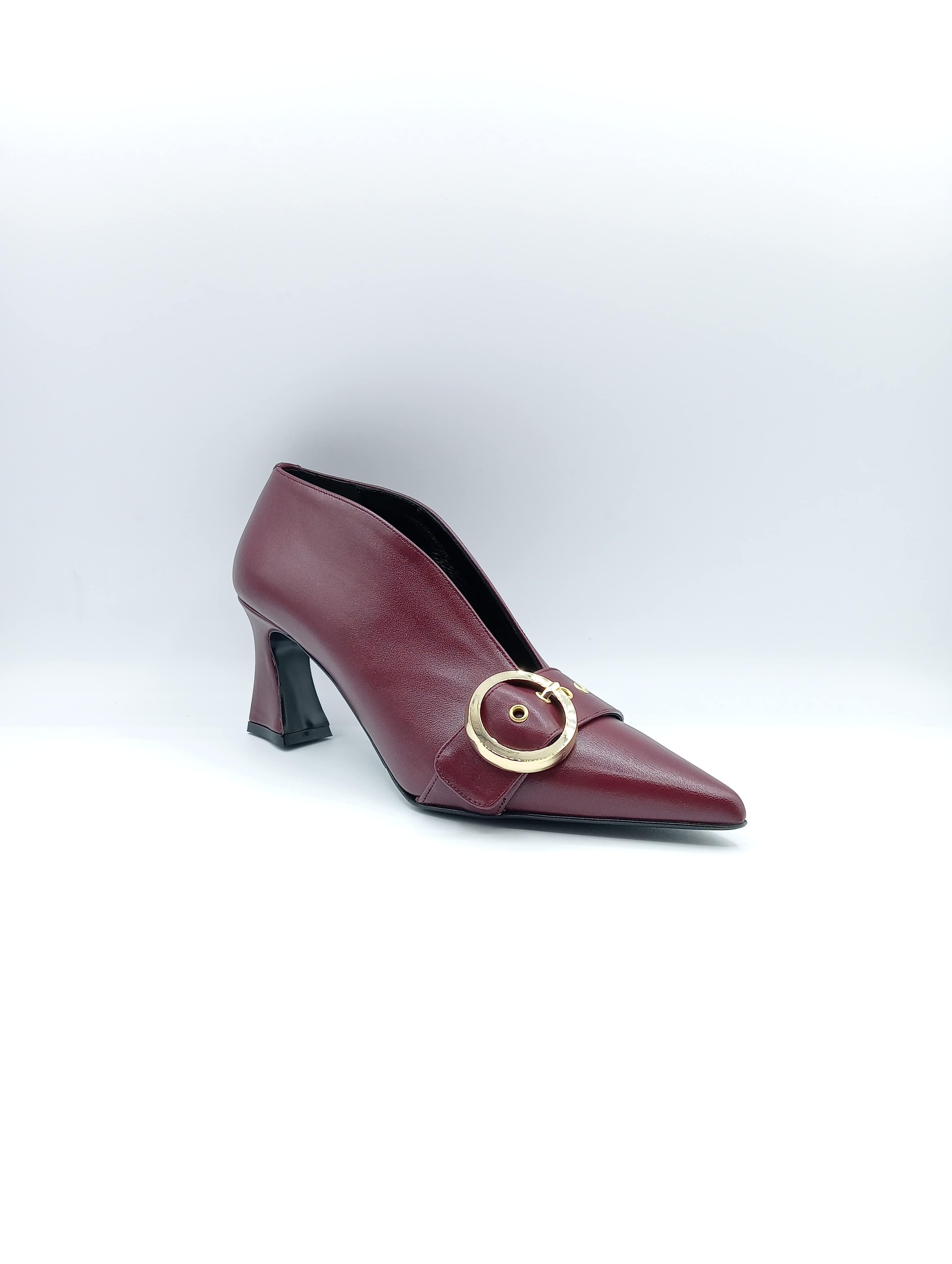 Décolleté donna Albano in pelle, Made in Italy, con tacco rocchetto 7 cm