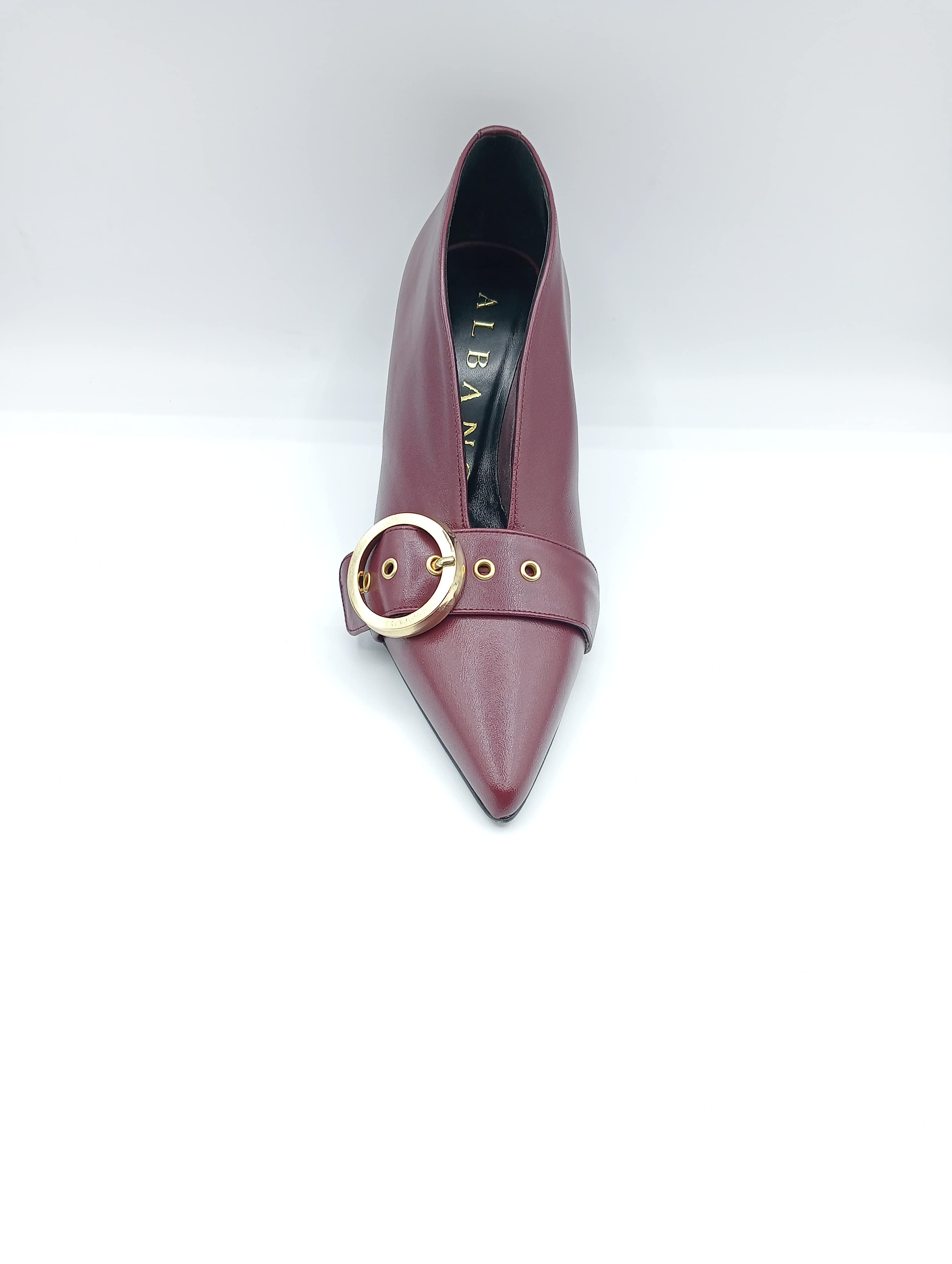 Décolleté donna Albano in pelle, Made in Italy, con tacco rocchetto 7 cm