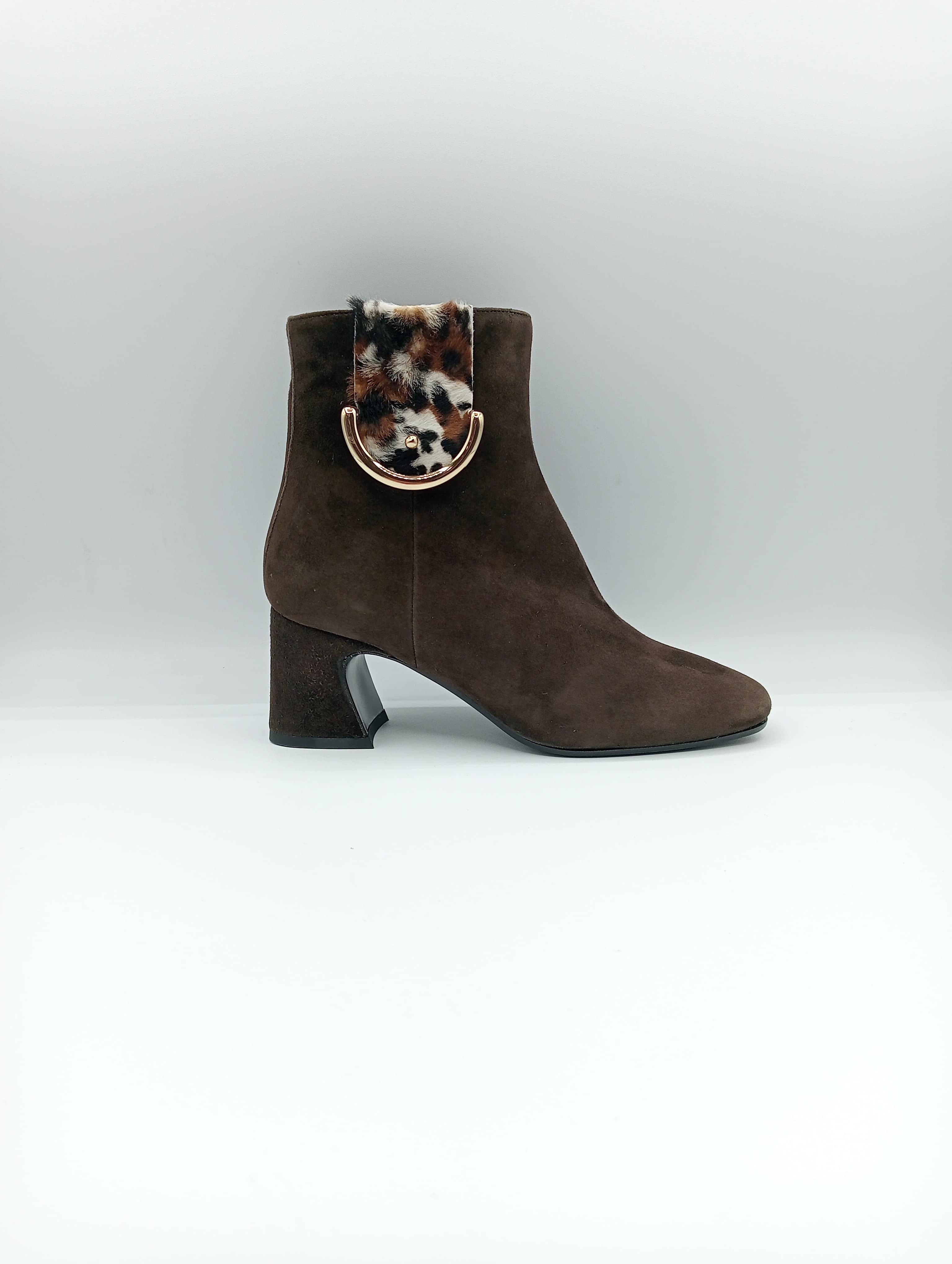 Tronchetto Donna Le Gazzelle in Camoscio Marrone con Dettaglio Animalier