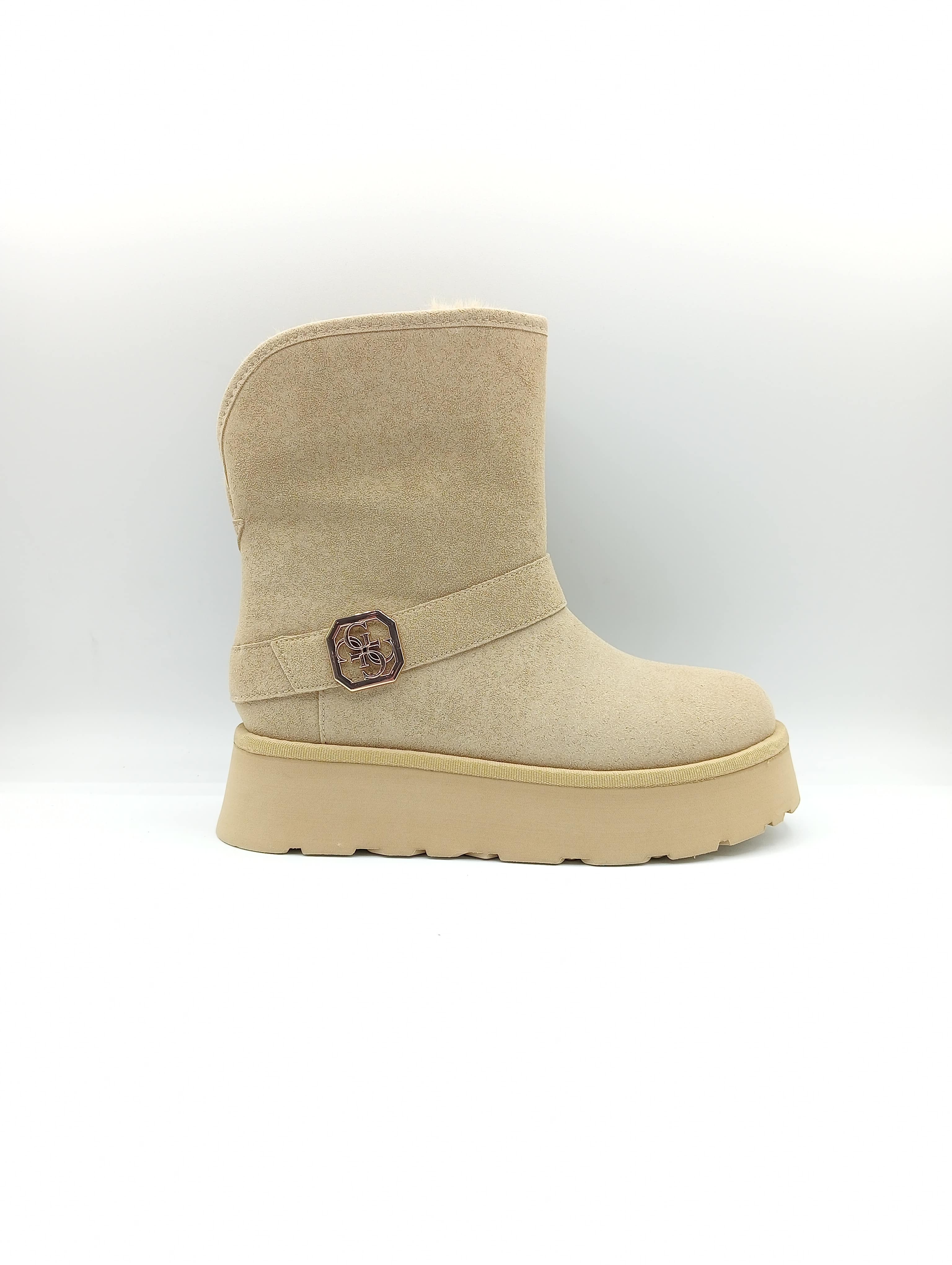 Guess – Stivaletti Beige con Pelliccetta Interna e Suola Chunky