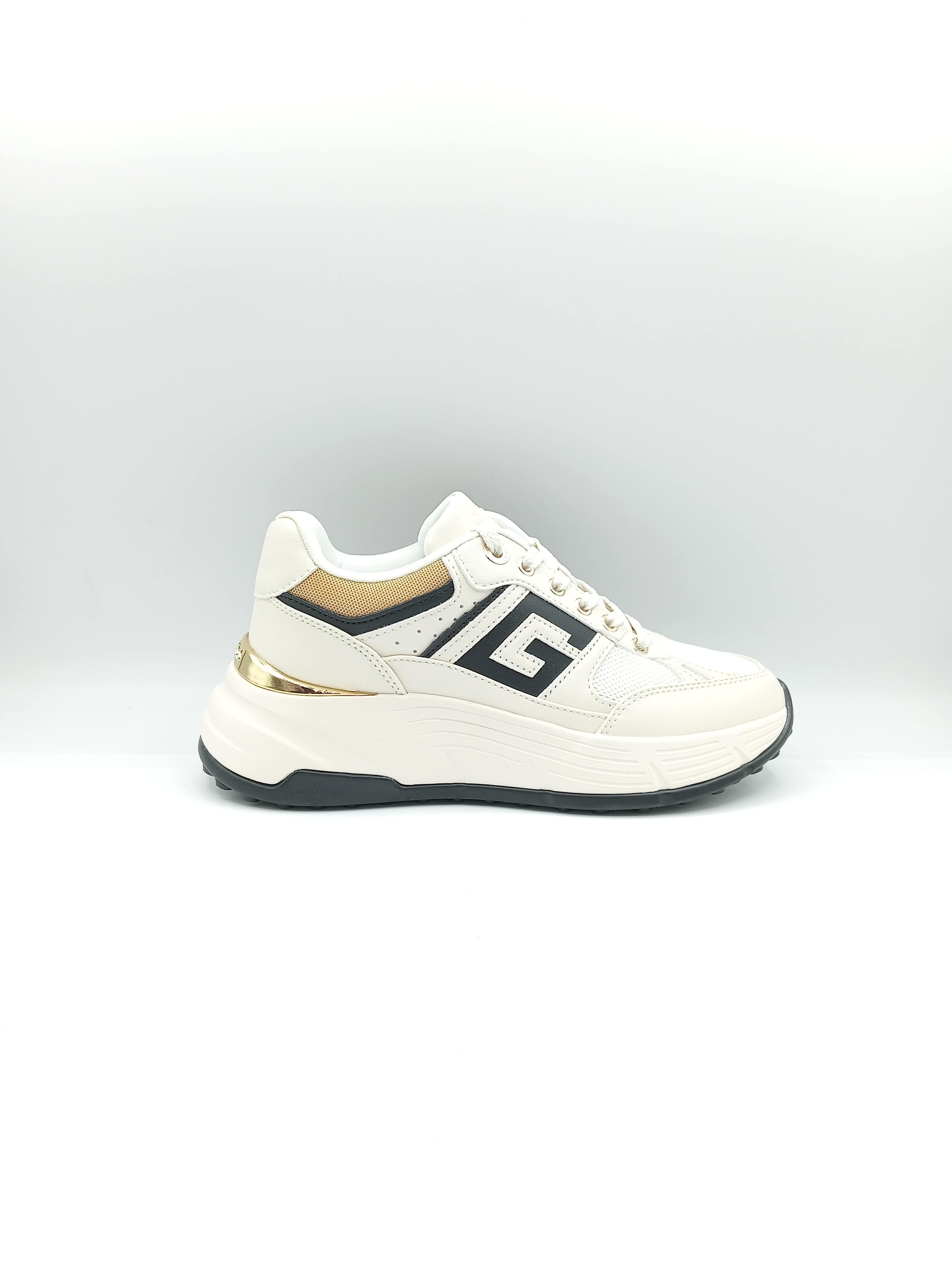 Sneakers Guess Donna con Logo G Nero e Dettagli Oro – Platform Casual