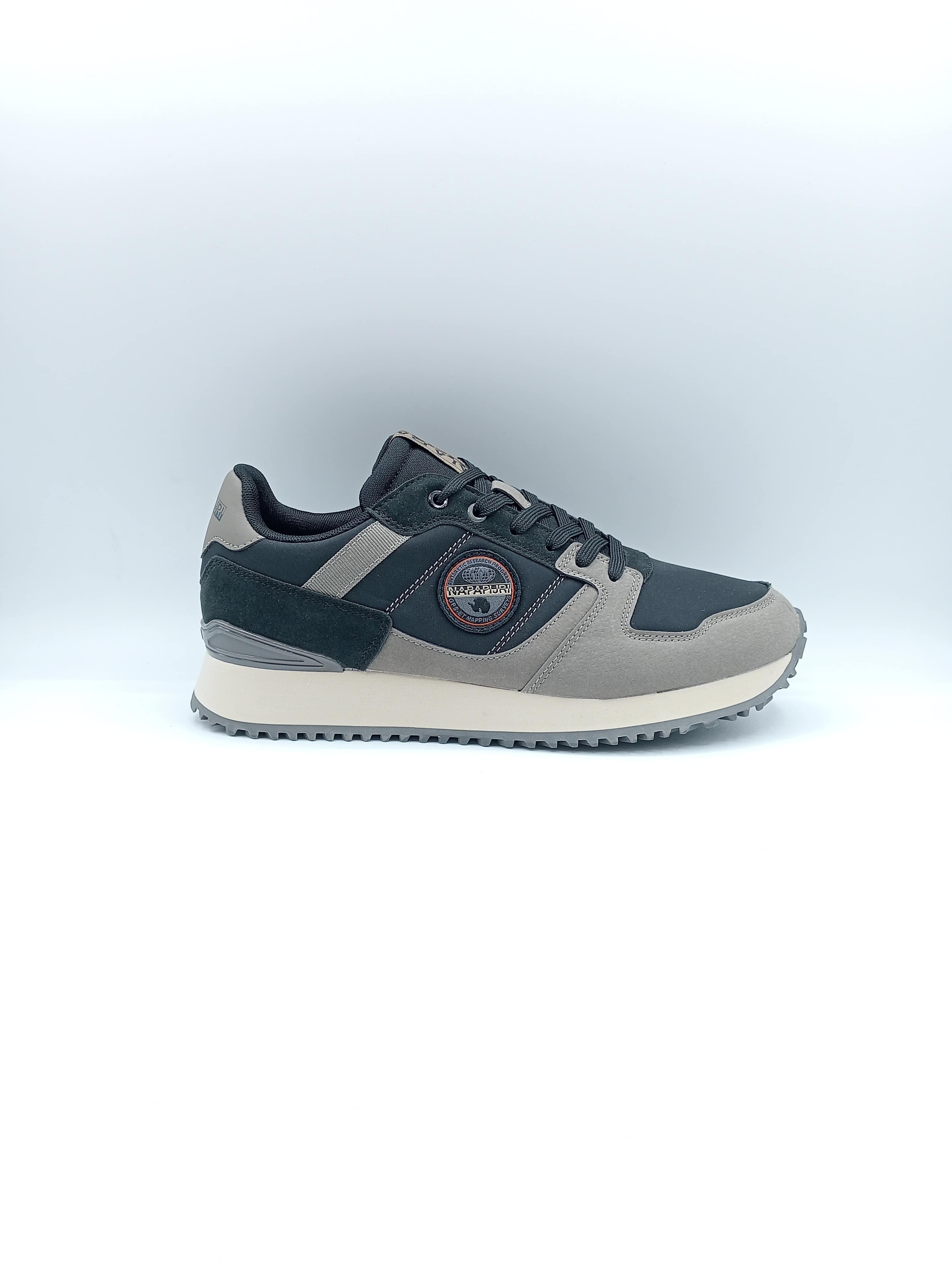 Sneakers Napapijri da uomo grigio e nero in tessuto tecnico e scamosciato con suola running dentellata