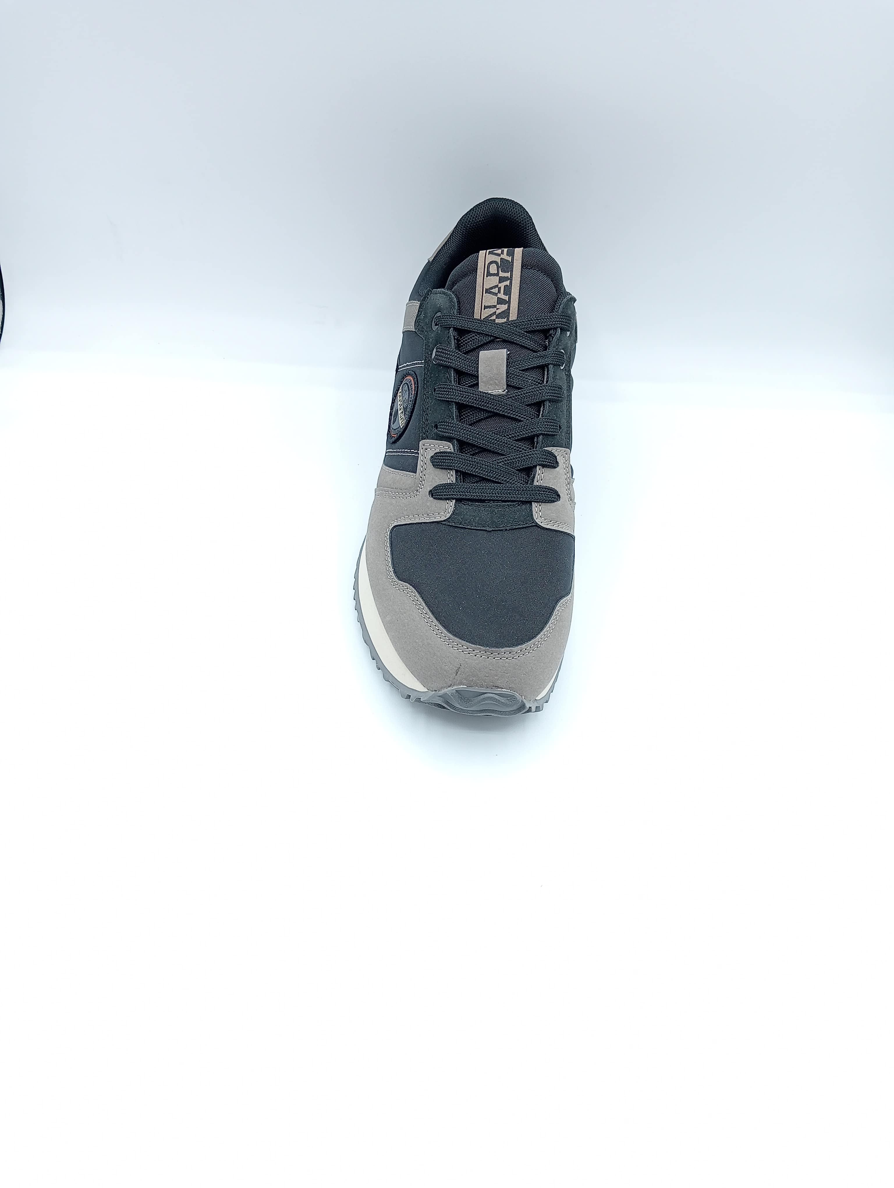 Sneakers Napapijri da uomo grigio e nero in tessuto tecnico e scamosciato con suola running dentellata