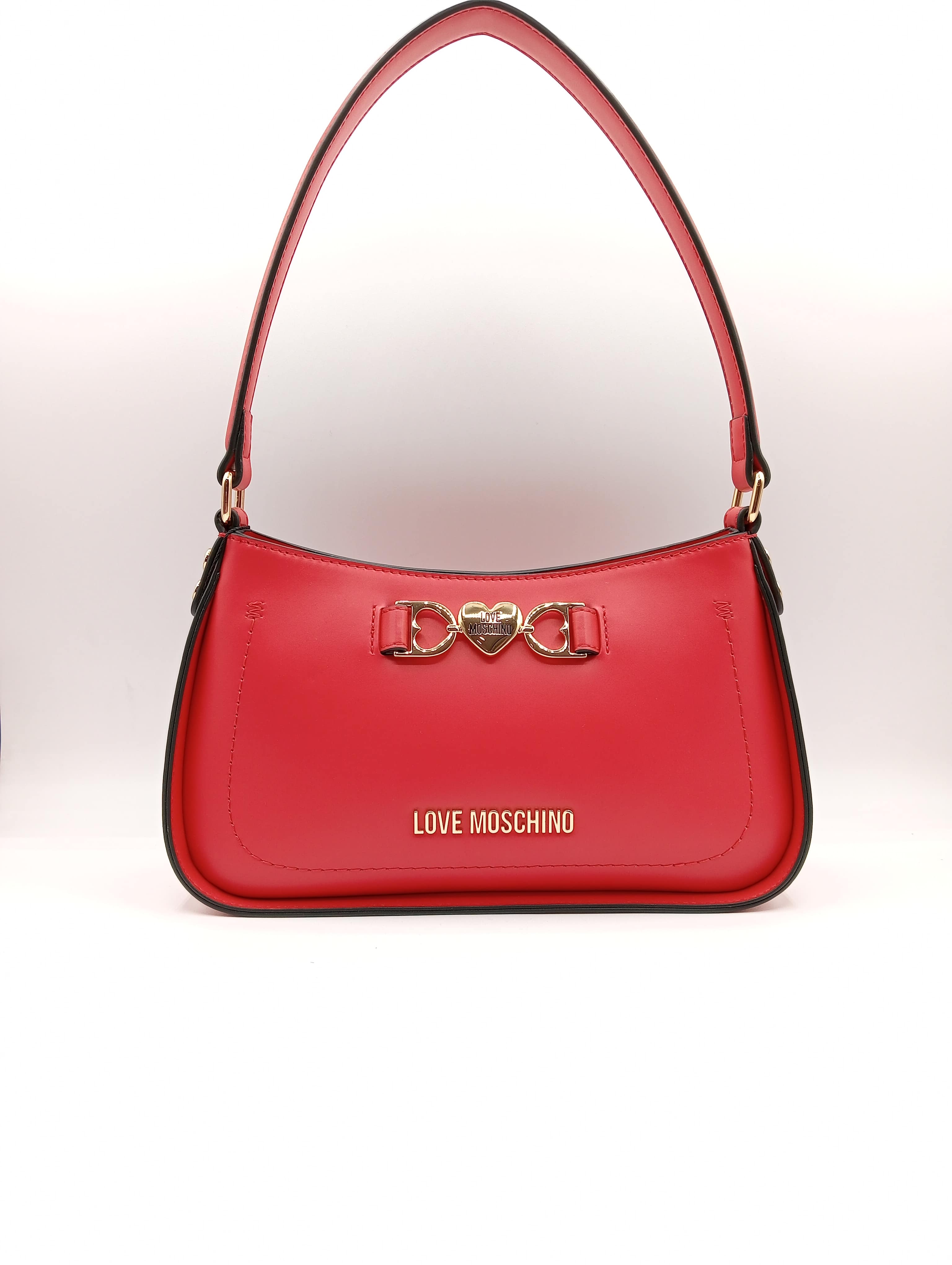 Love Moschino Borsa in vera pelle a Spalla – Dettagli Oro – 26×16×7 cm