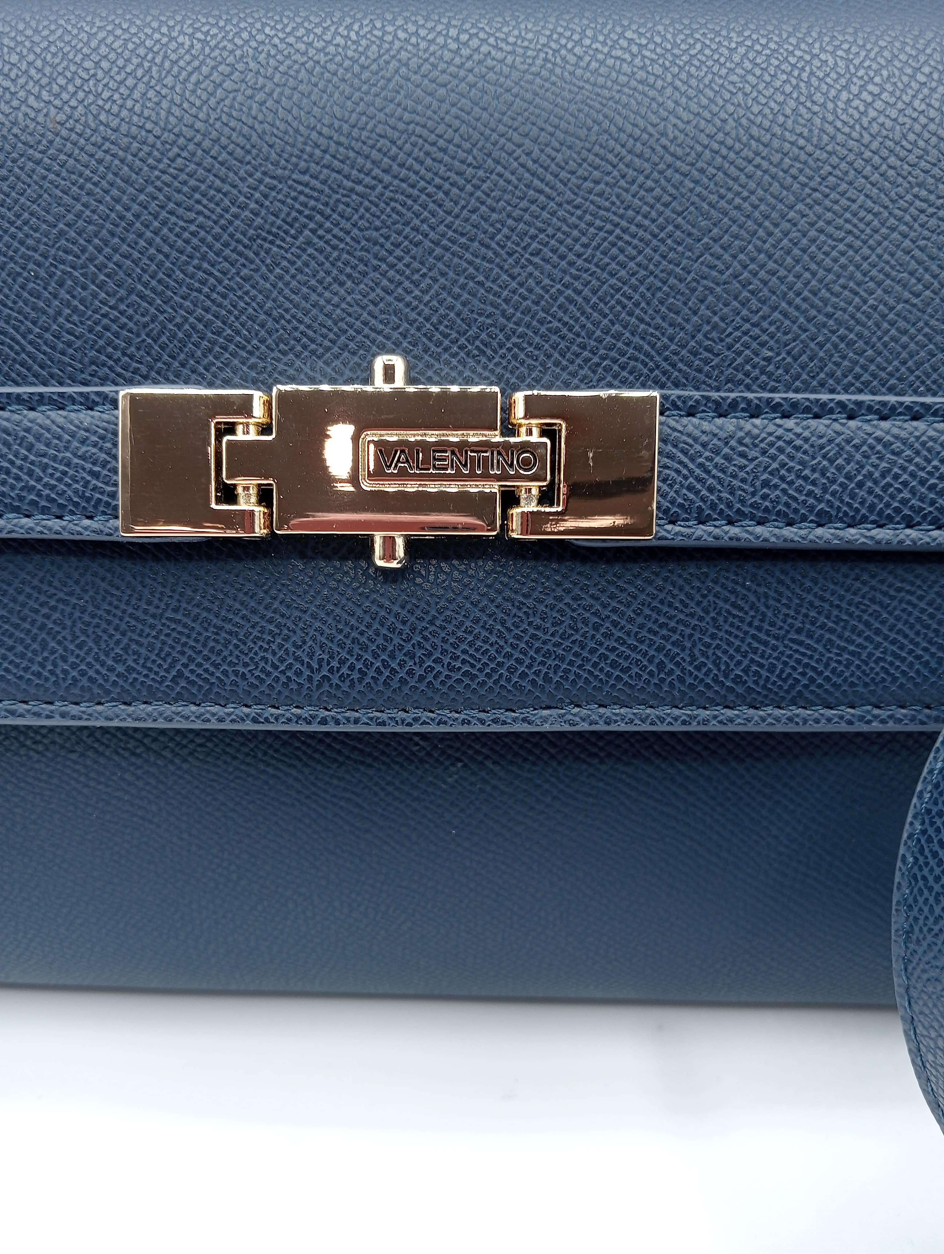 borsa donna blu in ecopelle con chiusura gioiello