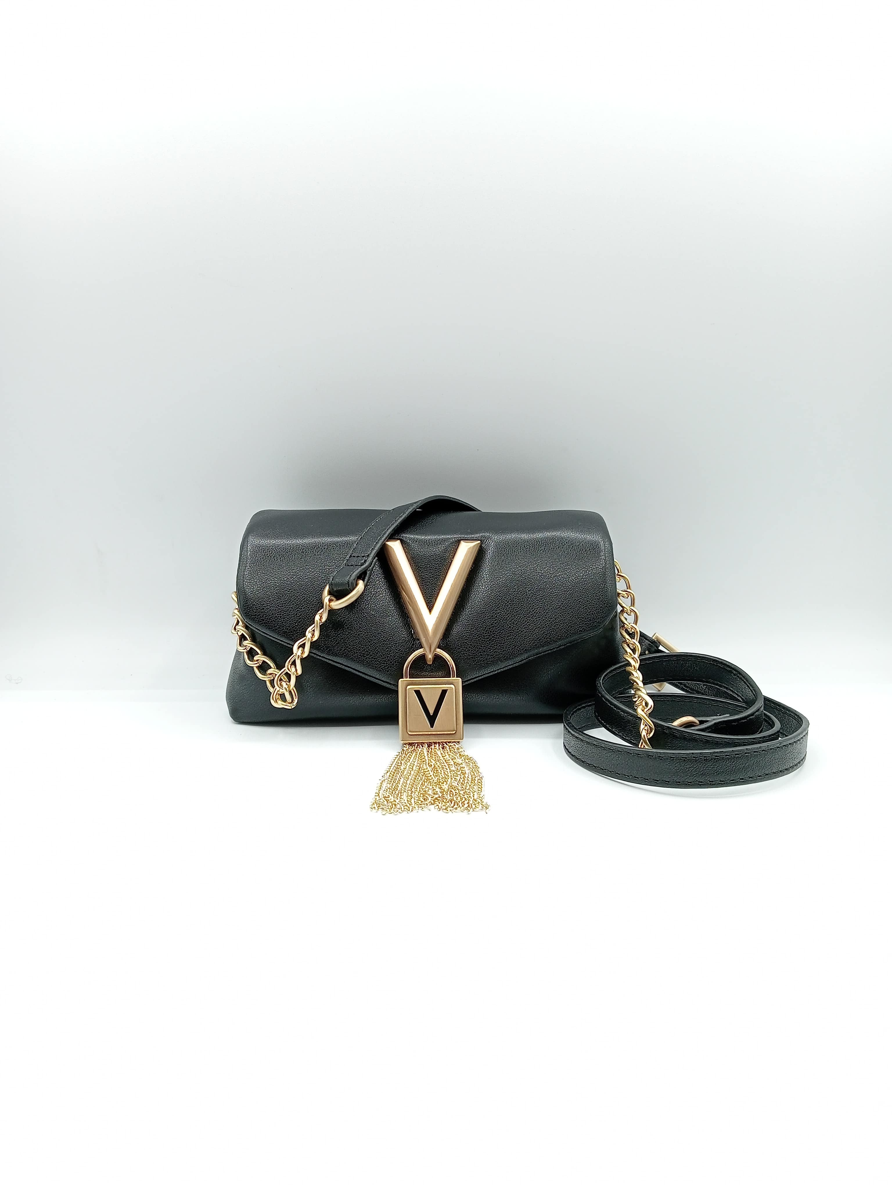 Mario Valentino Mini V Chain – Borsa a Tracolla Elegante in Ecopelle con Nappina Dorata