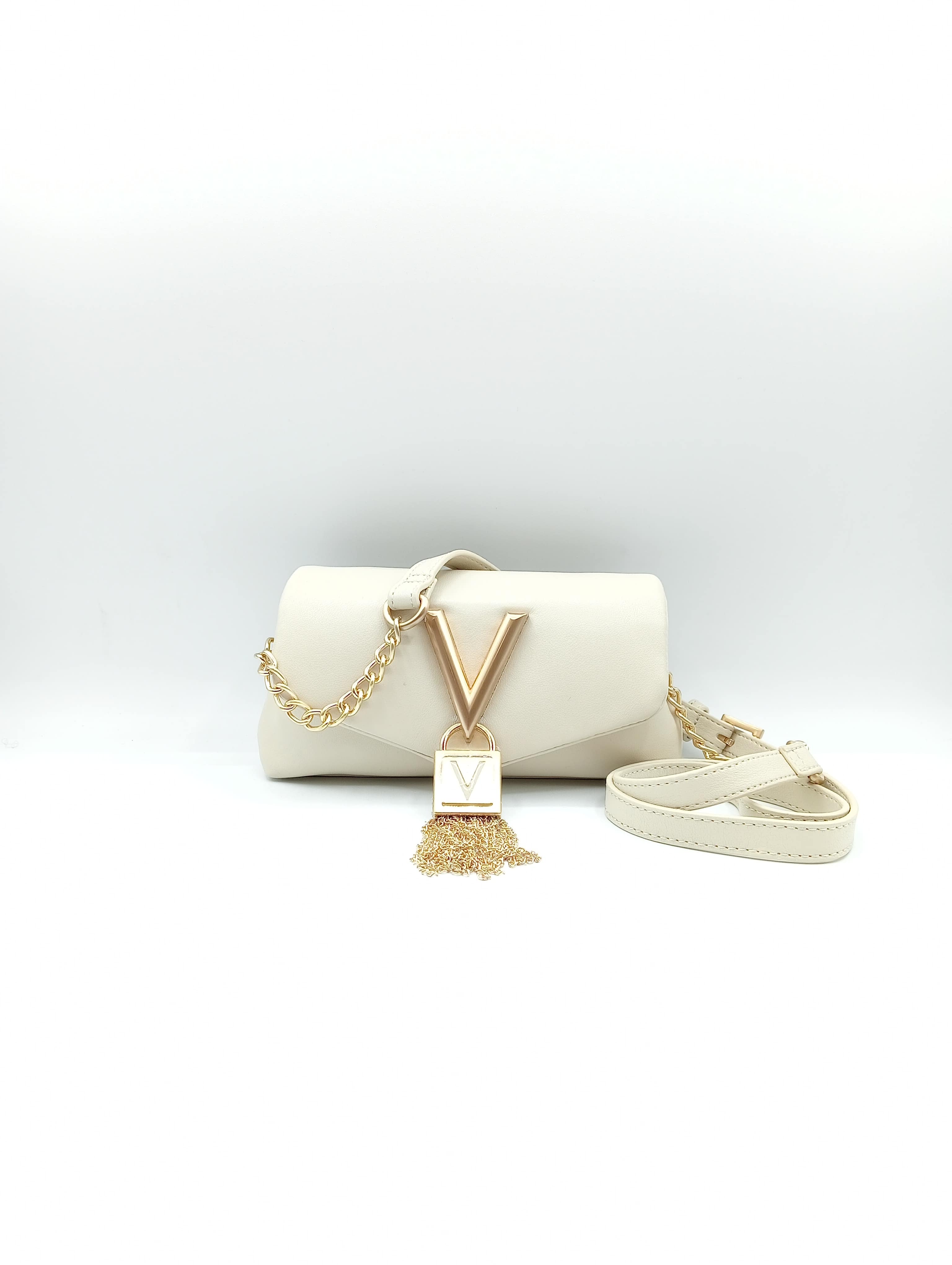 Mario Valentino Mini V Chain – Borsa a Tracolla Elegante in Ecopelle con Nappina Dorata